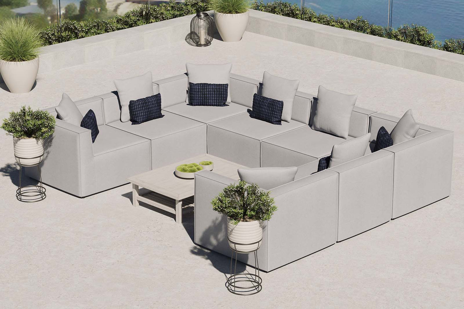 Saybrook Outdoor Patio Upholstered 8-Piece Sectional Sofa By HouseBean