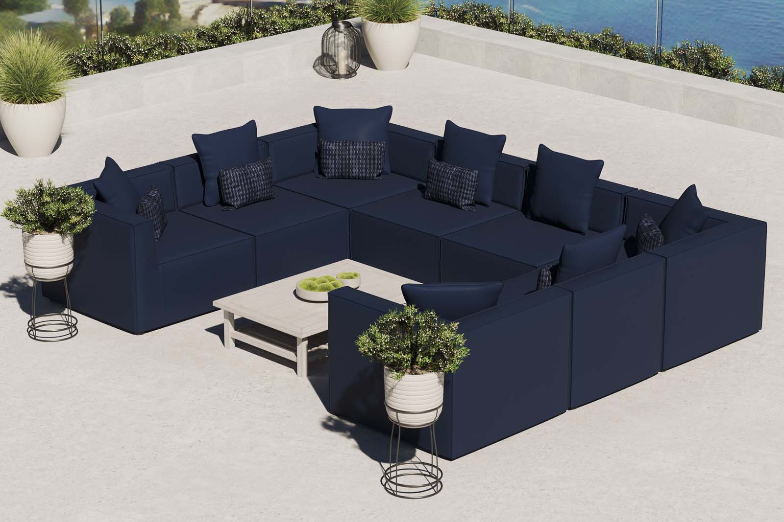 Saybrook Outdoor Patio Upholstered 8-Piece Sectional Sofa By HouseBean