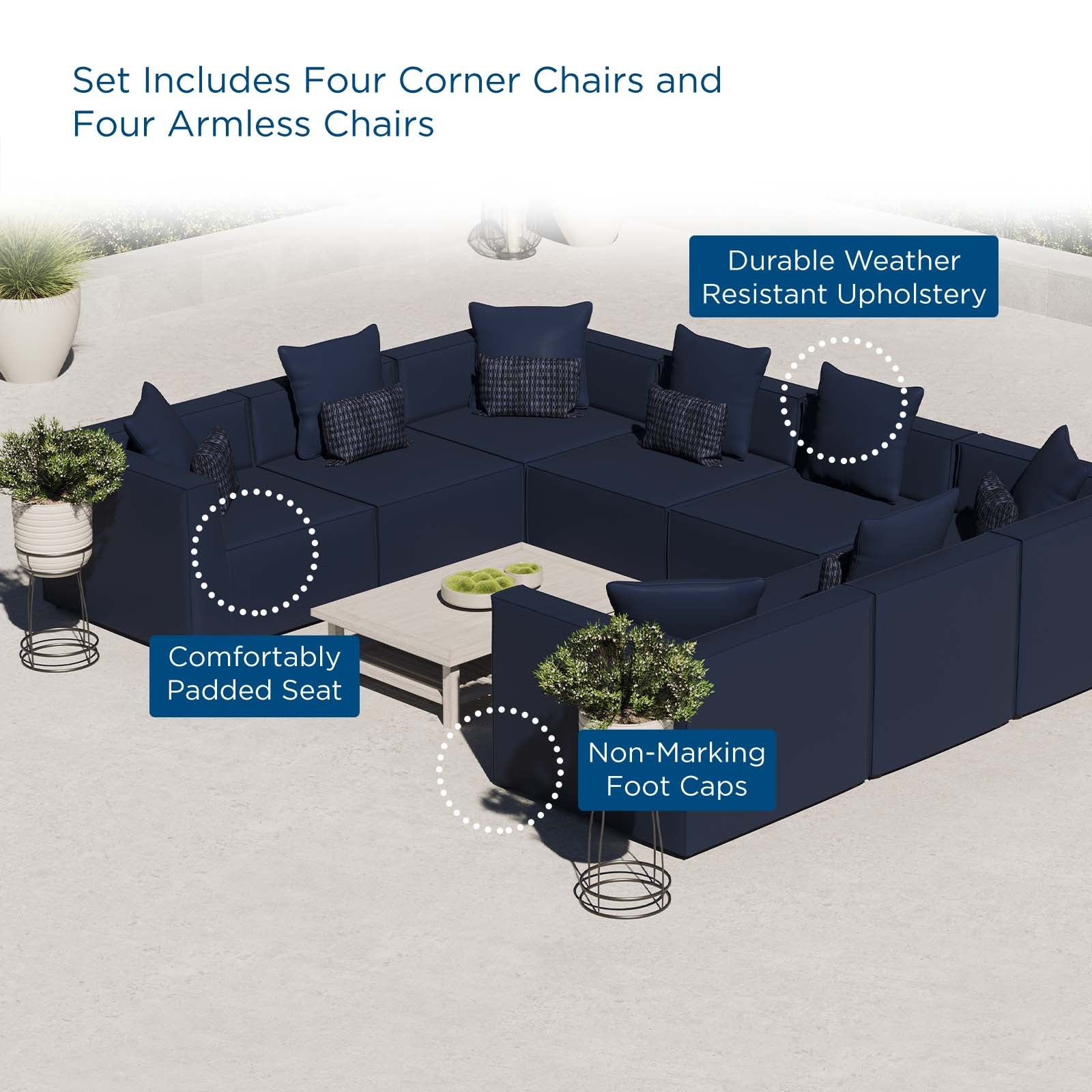 Saybrook Outdoor Patio Upholstered 8-Piece Sectional Sofa By HouseBean