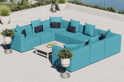 Saybrook Outdoor Patio Upholstered 8-Piece Sectional Sofa By HouseBean