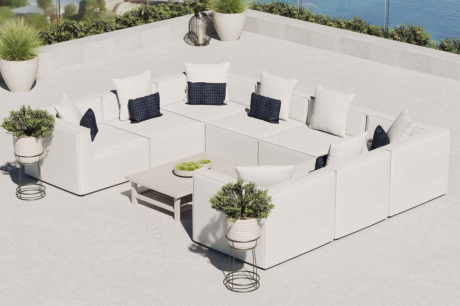 Saybrook Outdoor Patio Upholstered 8-Piece Sectional Sofa By HouseBean