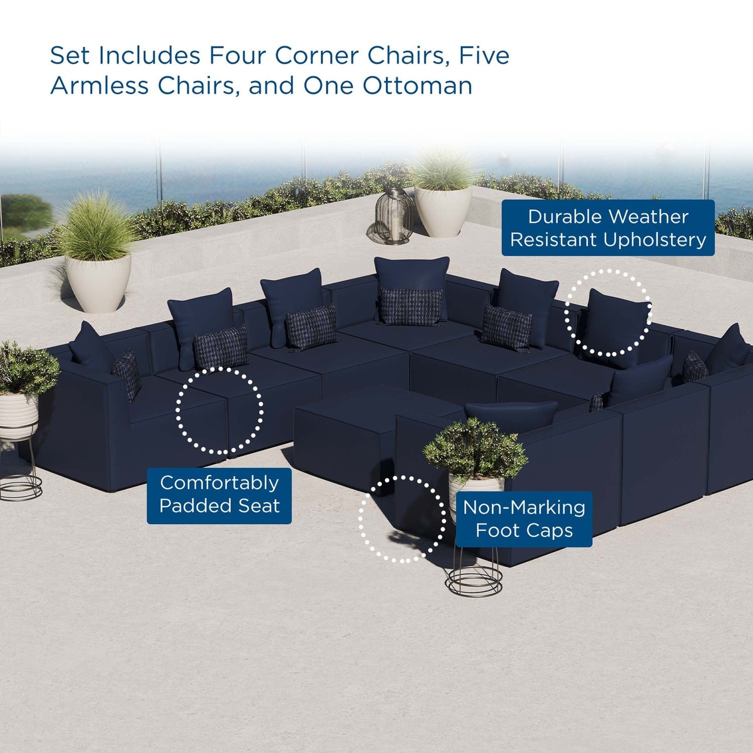 Saybrook Outdoor Patio Upholstered 10-Piece Sectional Sofa by Modway