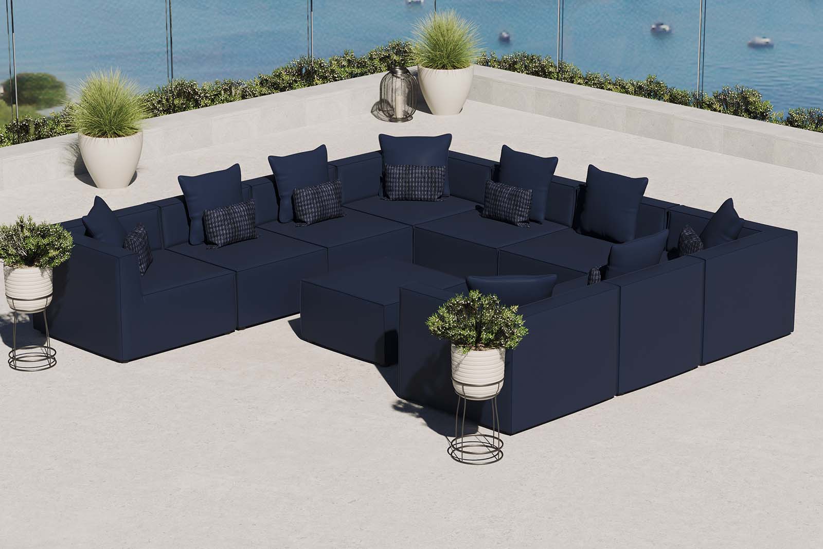 Saybrook Outdoor Patio Upholstered 10-Piece Sectional Sofa By HouseBean