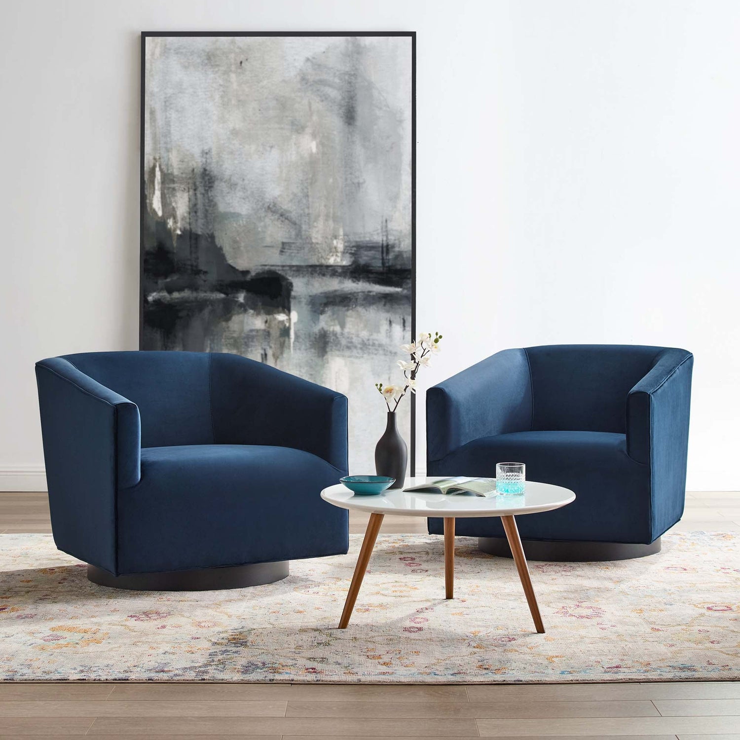 Twist Swivel Chair Performance Velvet Set of 2 by Modway