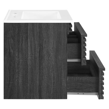 Render Wall-Mount Bathroom Vanity with White Basin Included by Modway
