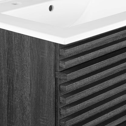Render Wall-Mount Bathroom Vanity with White Basin Included by Modway