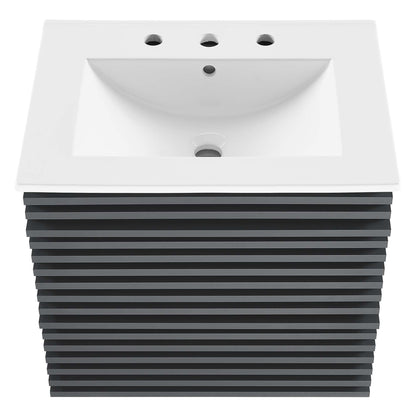 Render Wall-Mount Bathroom Vanity with White Basin Included by Modway