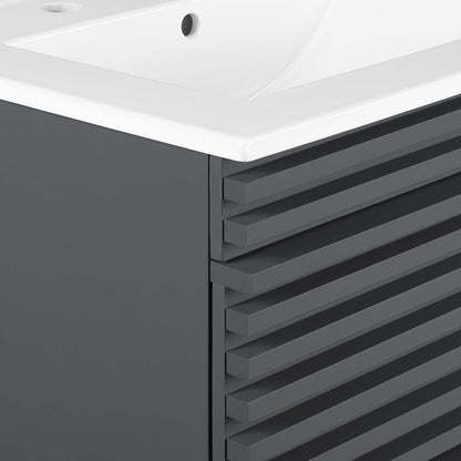 Render Wall-Mount Bathroom Vanity with White Basin Included by Modway