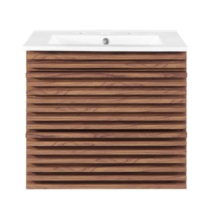 Render Wall-Mount Bathroom Vanity with White Basin Included by Modway