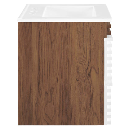 Render Wall-Mount Bathroom Vanity with White Basin Included by Modway