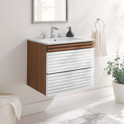 Render Wall-Mount Bathroom Vanity with White Basin Included by Modway