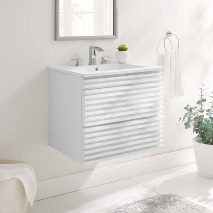 Render Wall-Mount Bathroom Vanity with White Basin Included by Modway