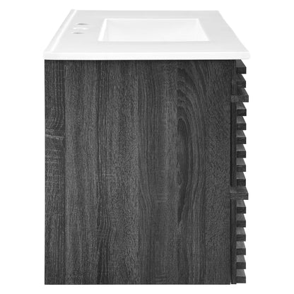 Render Wall-Mount Bathroom Vanity with White Basin Included by Modway