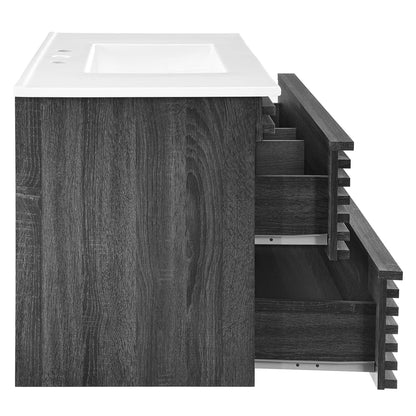 Render Wall-Mount Bathroom Vanity with White Basin Included by Modway