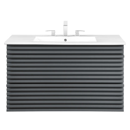 Render Wall-Mount Bathroom Vanity with White Basin Included by Modway