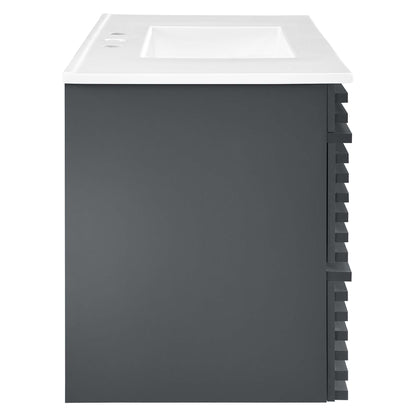 Render Wall-Mount Bathroom Vanity with White Basin Included by Modway