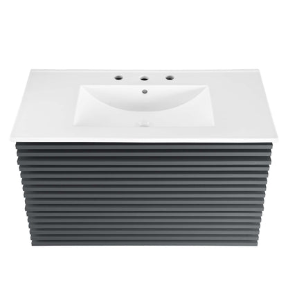 Render Wall-Mount Bathroom Vanity with White Basin Included by Modway