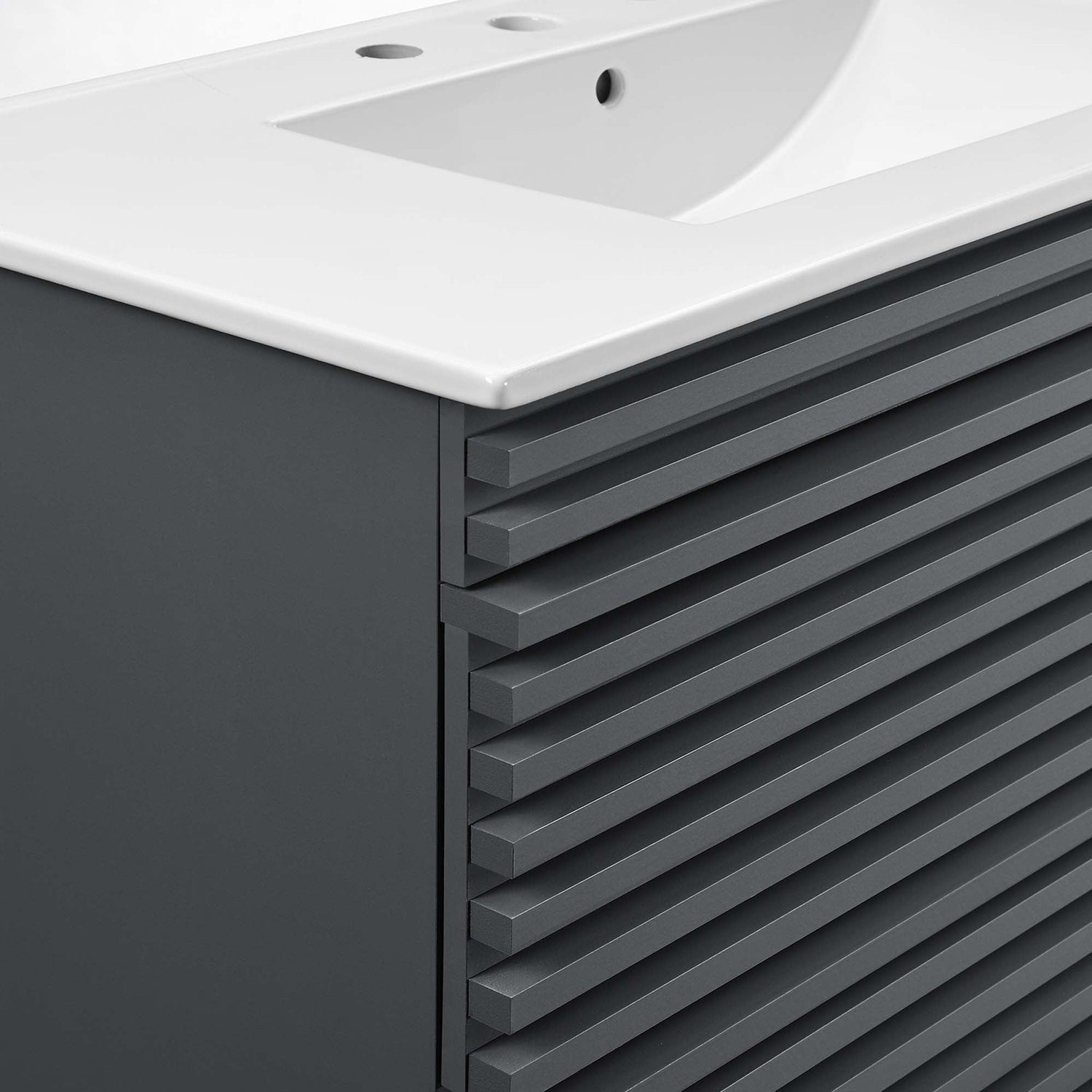 Render Wall-Mount Bathroom Vanity with White Basin Included by Modway
