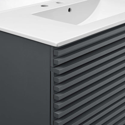 Render Wall-Mount Bathroom Vanity with White Basin Included by Modway