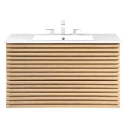 Render Wall-Mount Bathroom Vanity with White Basin Included by Modway
