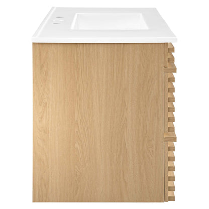 Render Wall-Mount Bathroom Vanity with White Basin Included by Modway