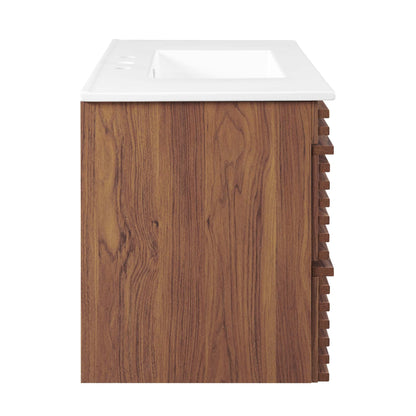 Render Wall-Mount Bathroom Vanity with White Basin Included by Modway