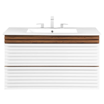 Render Wall-Mount Bathroom Vanity with White Basin Included by Modway