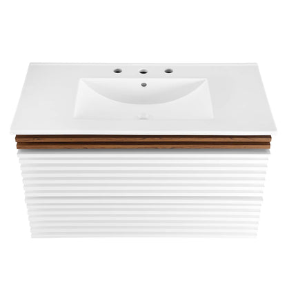 Render Wall-Mount Bathroom Vanity with White Basin Included by Modway