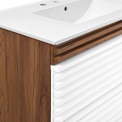 Render Wall-Mount Bathroom Vanity with White Basin Included by Modway