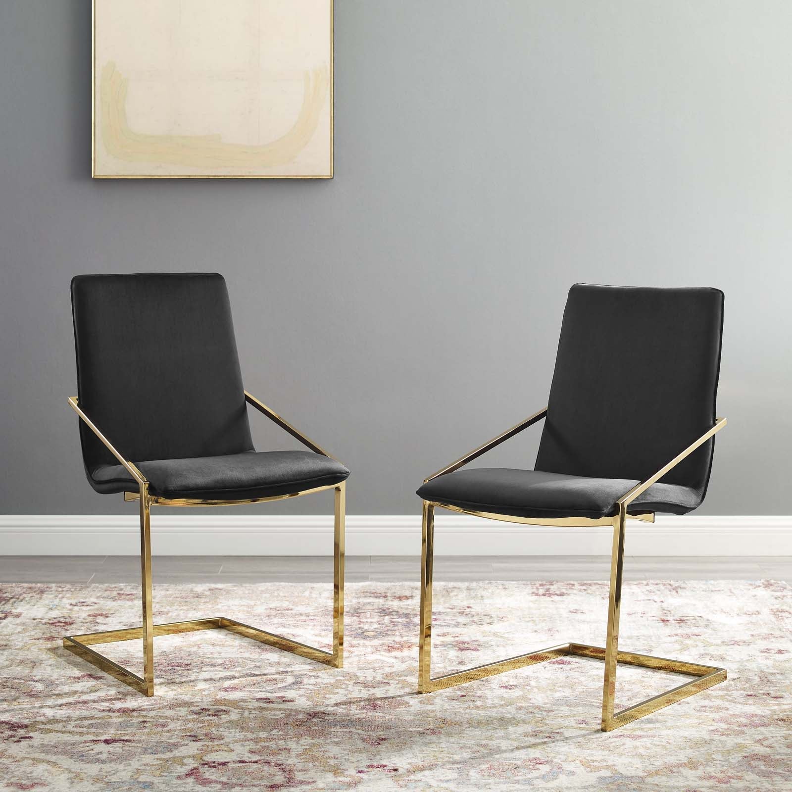 Pitch Dining Armchair Performance Velvet Set of 2 By HouseBean