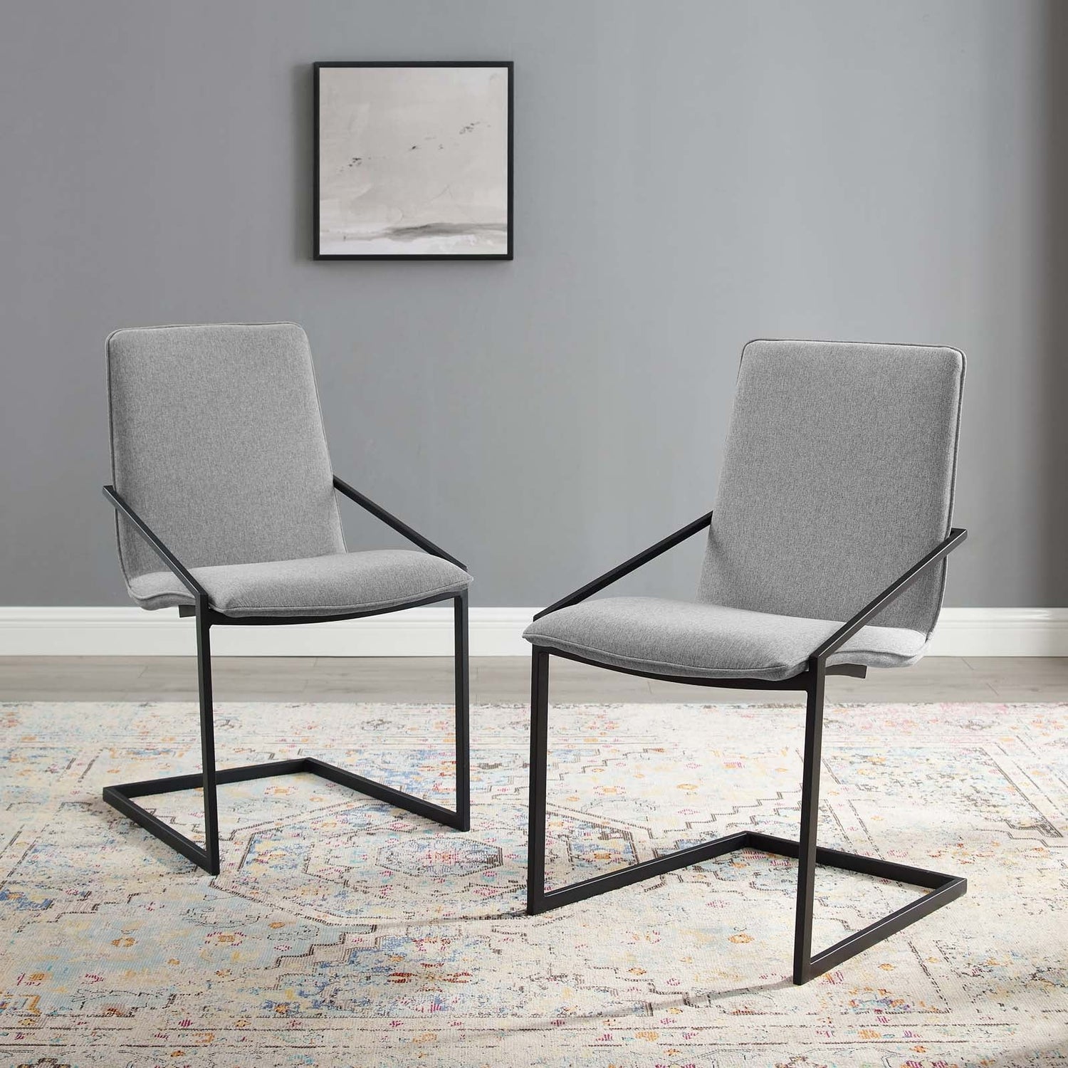 Pitch Dining Armchair Upholstered Fabric Set of 2 By HouseBean