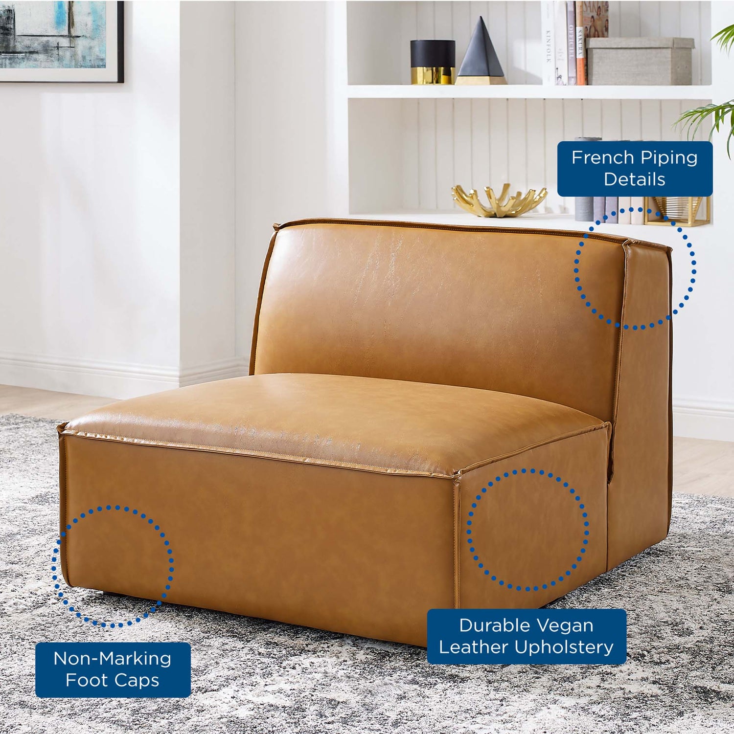 Restore Vegan Leather Sectional Sofa Armless Chair by Modway