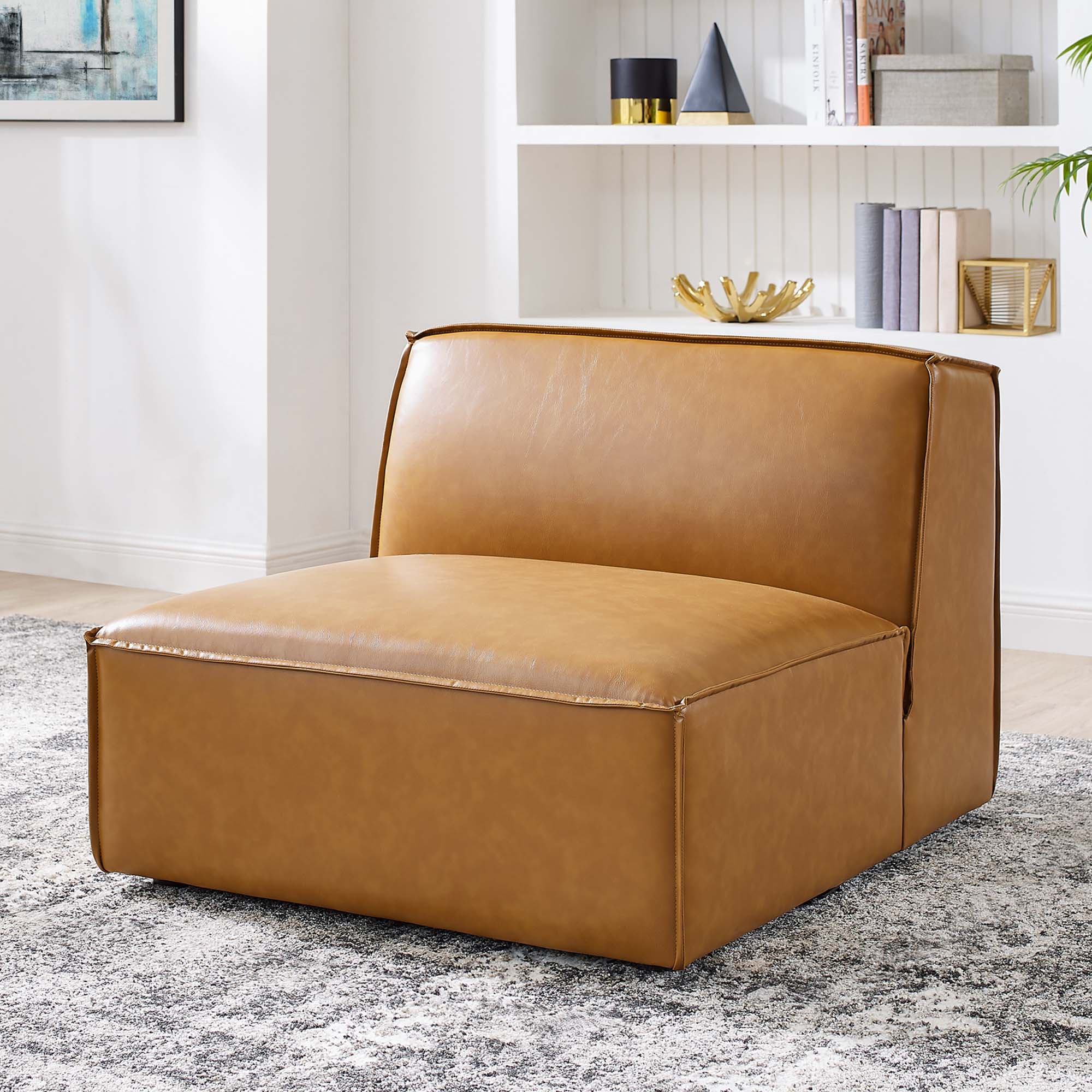 Restore Vegan Leather Sectional Sofa Armless Chair by Modway