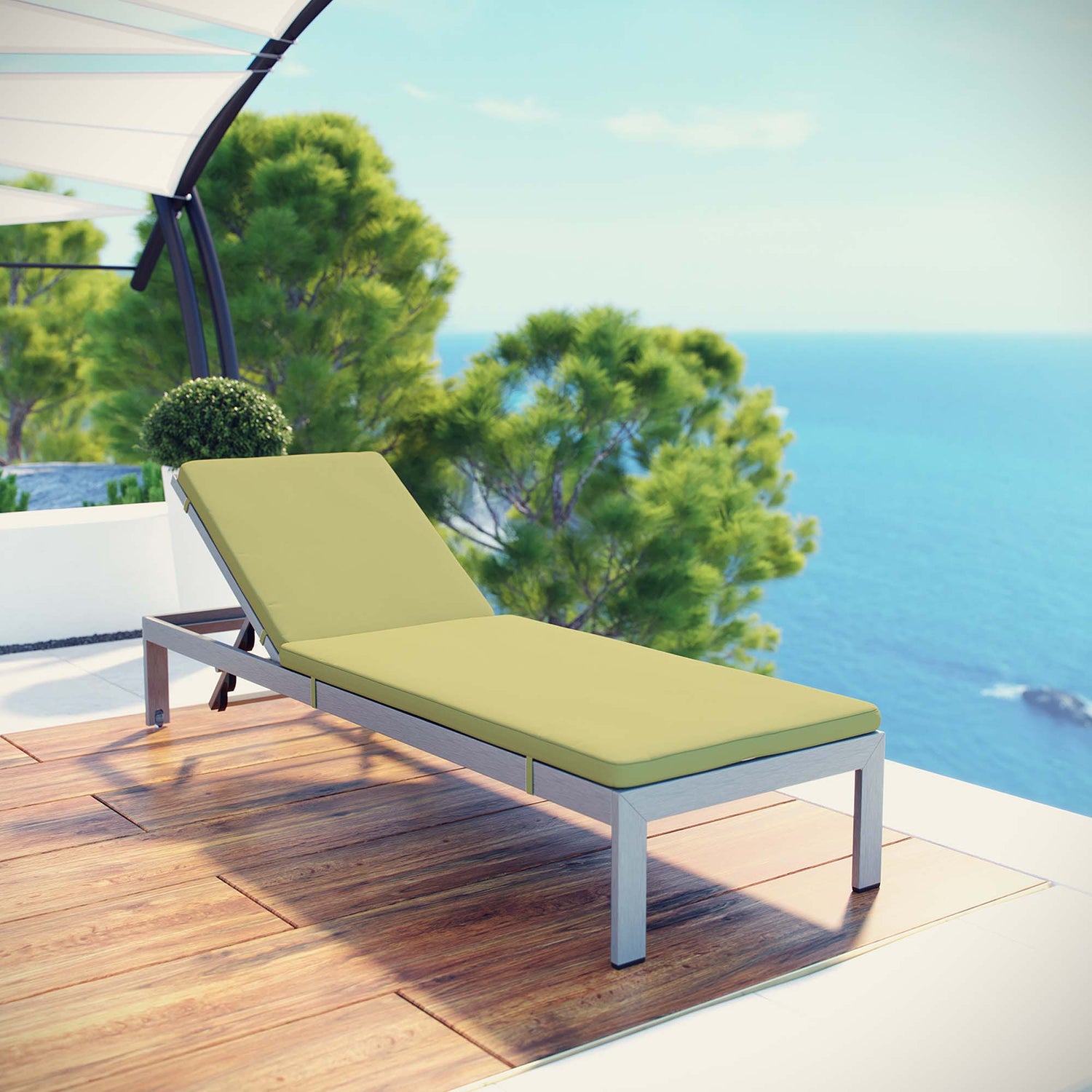 Shore Outdoor Patio Aluminum Chaise with Cushions by Modway