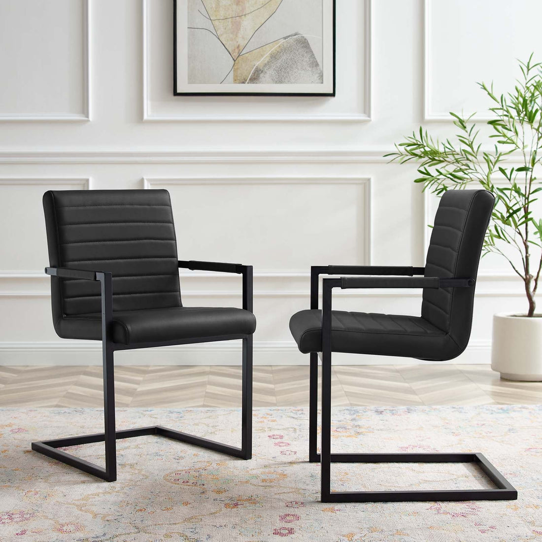 Savoy Vegan Leather Dining Chairs - Set of 2 By HouseBean