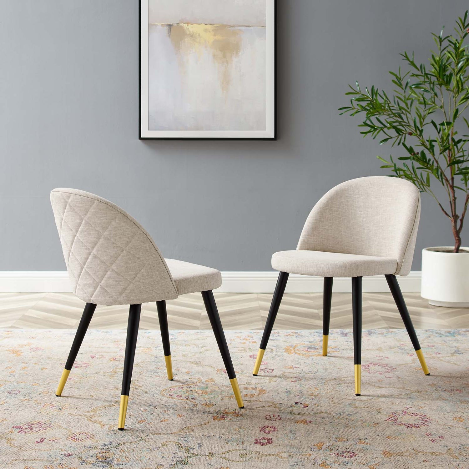 Cordial Upholstered Fabric Dining Chairs - Set of 2 By HouseBean