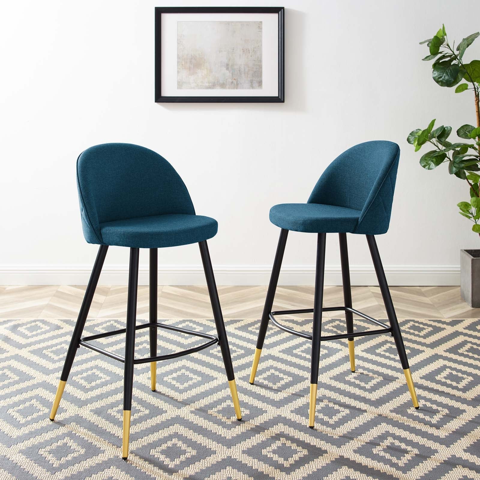 Cordial Fabric Bar Stools - Set of 2 By HouseBean