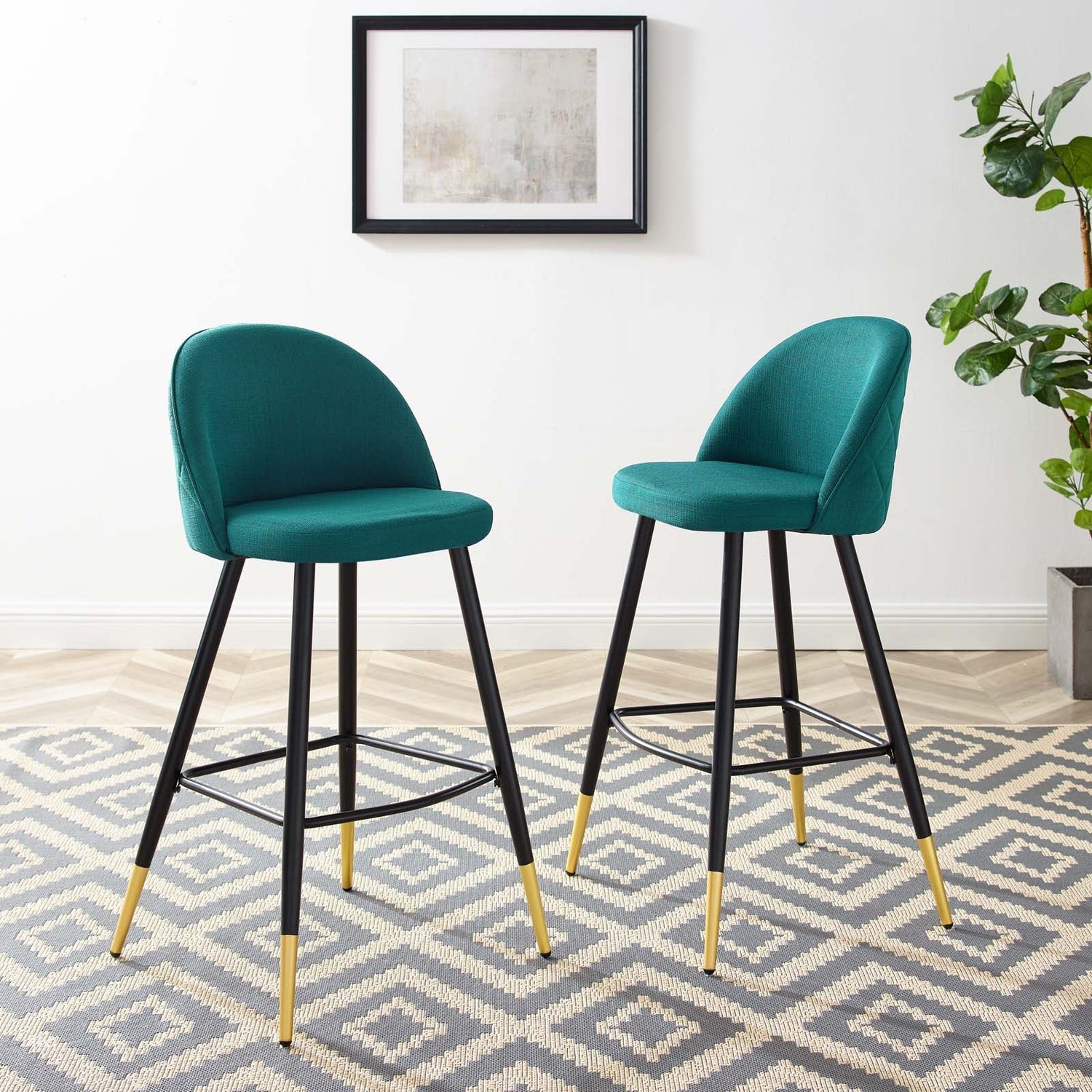 Cordial Fabric Bar Stools - Set of 2 By HouseBean