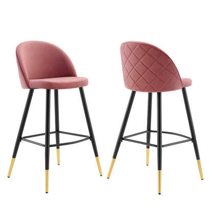 Cordial Performance Velvet Bar Stools - Set of 2 By HouseBean