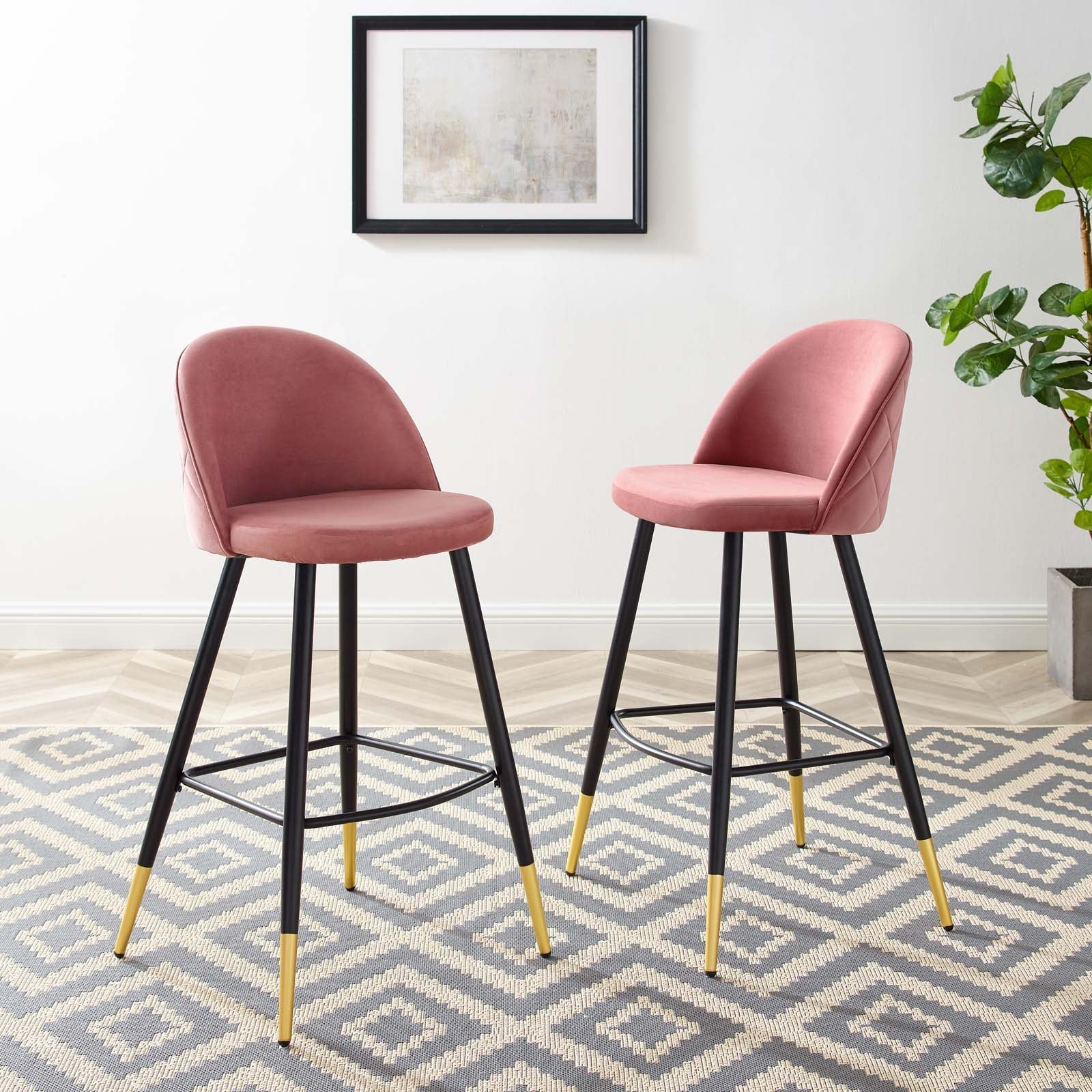 Cordial Performance Velvet Bar Stools - Set of 2 By HouseBean