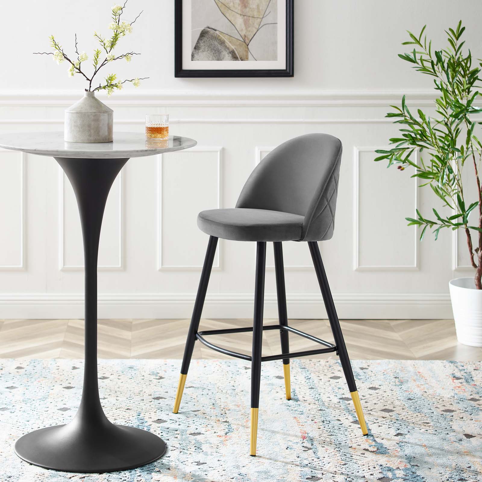 Cordial Performance Velvet Bar Stools - Set of 2 By HouseBean