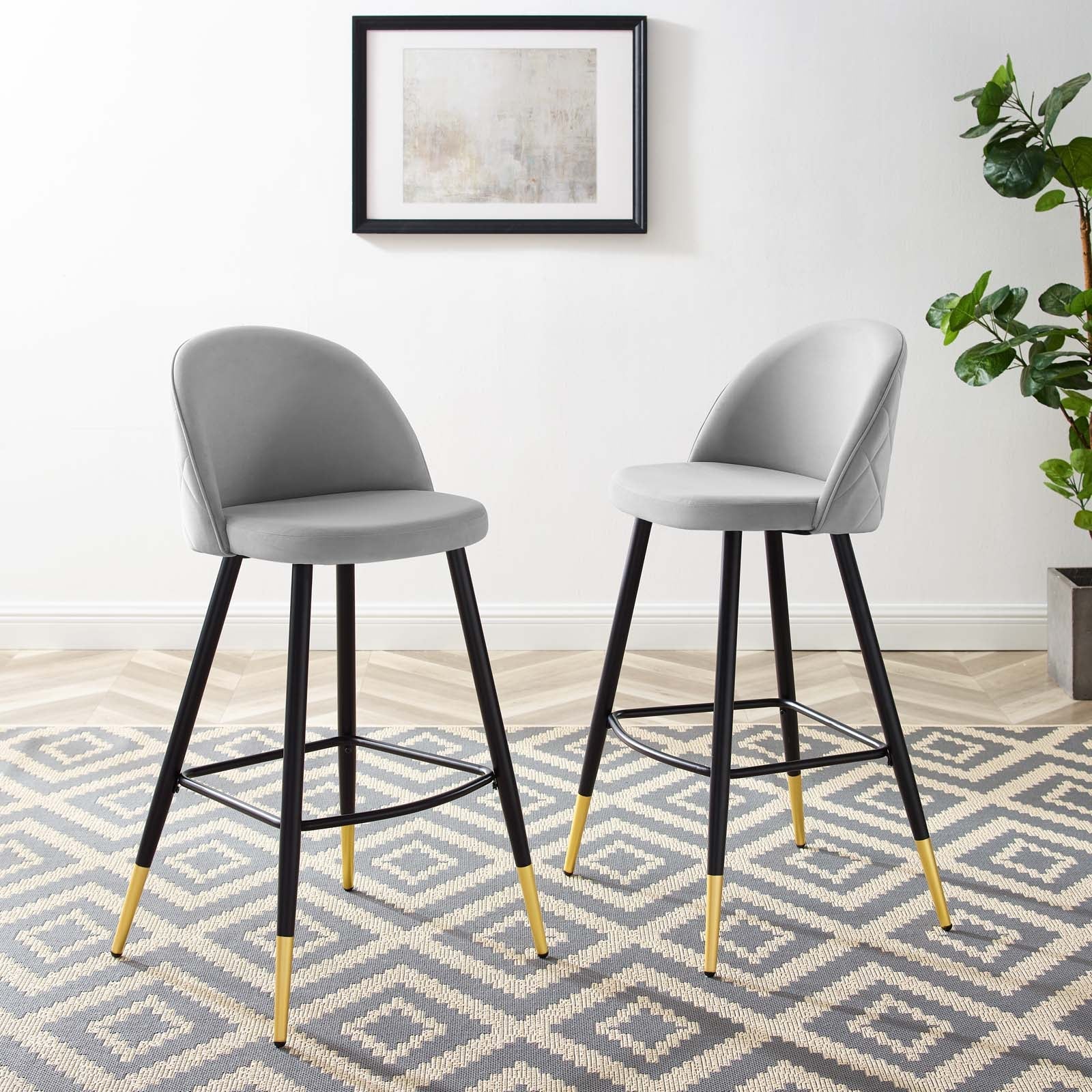 Cordial Performance Velvet Bar Stools - Set of 2 By HouseBean