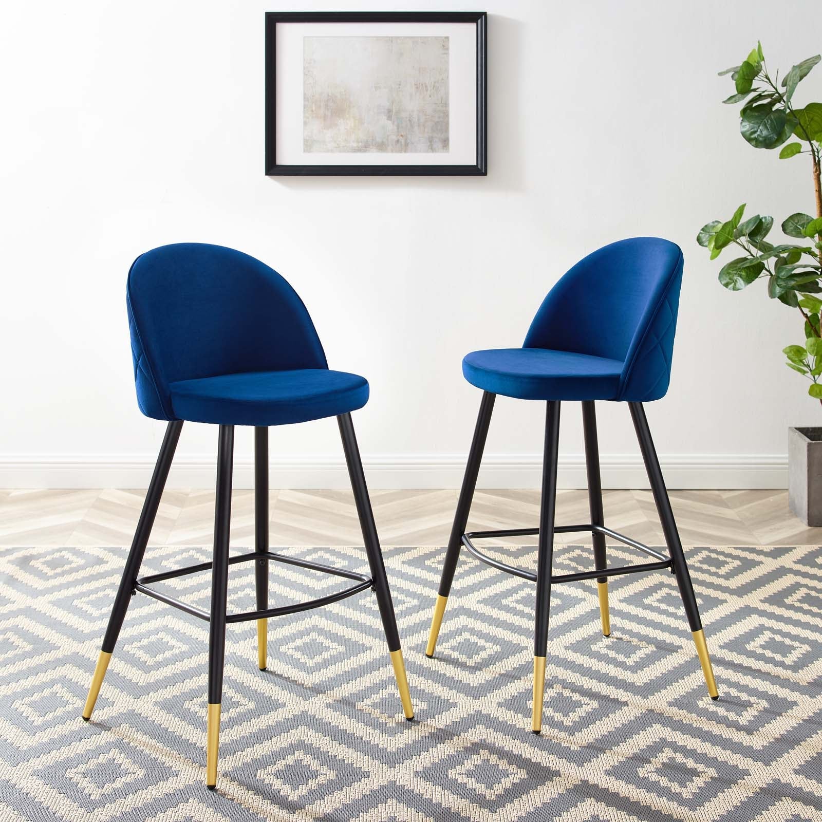 Cordial Performance Velvet Bar Stools - Set of 2 By HouseBean