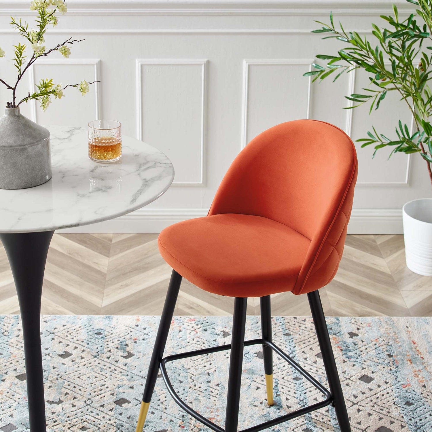 Cordial Performance Velvet Bar Stools - Set of 2 by Modway