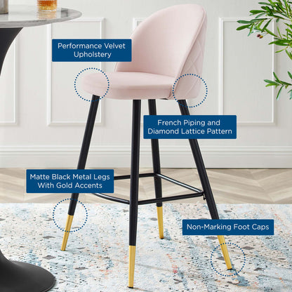 Cordial Performance Velvet Bar Stools - Set of 2 by Modway