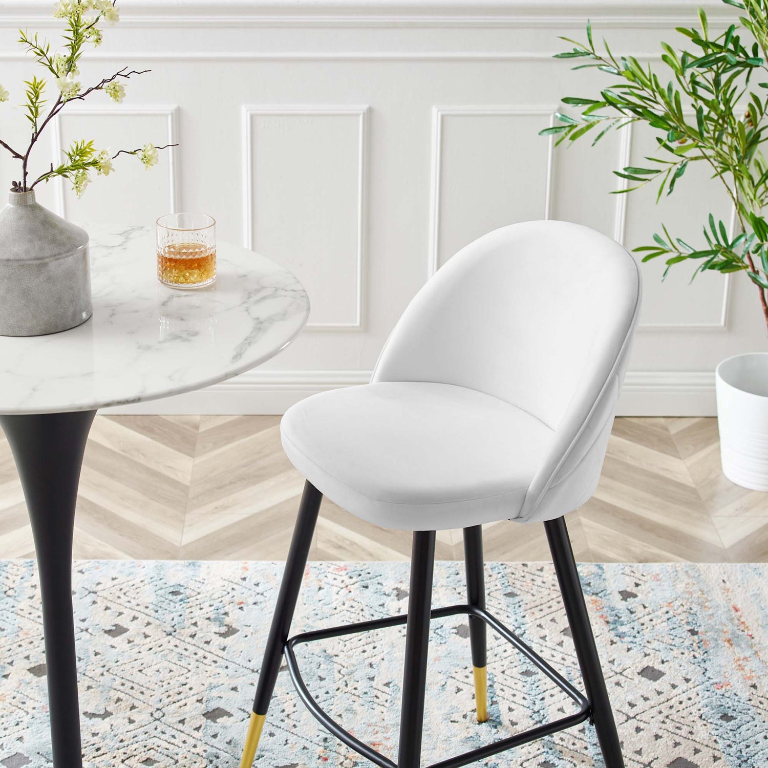 Cordial Performance Velvet Bar Stools - Set of 2 by Modway