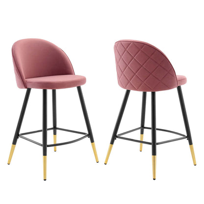 Cordial Performance Velvet Counter Stools - Set of 2 By HouseBean