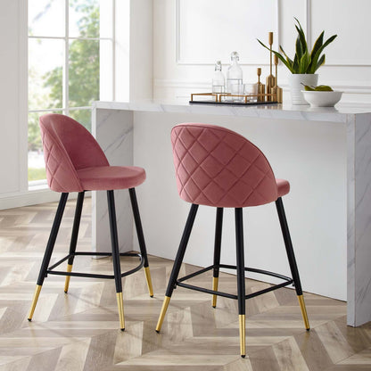 Cordial Performance Velvet Counter Stools - Set of 2 By HouseBean