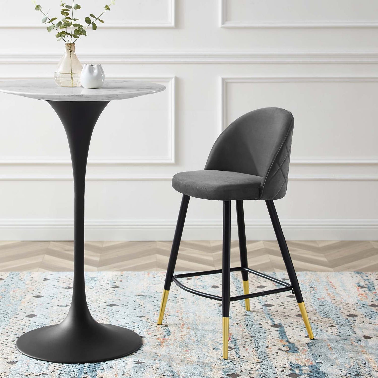 Cordial Performance Velvet Counter Stools - Set of 2 By HouseBean