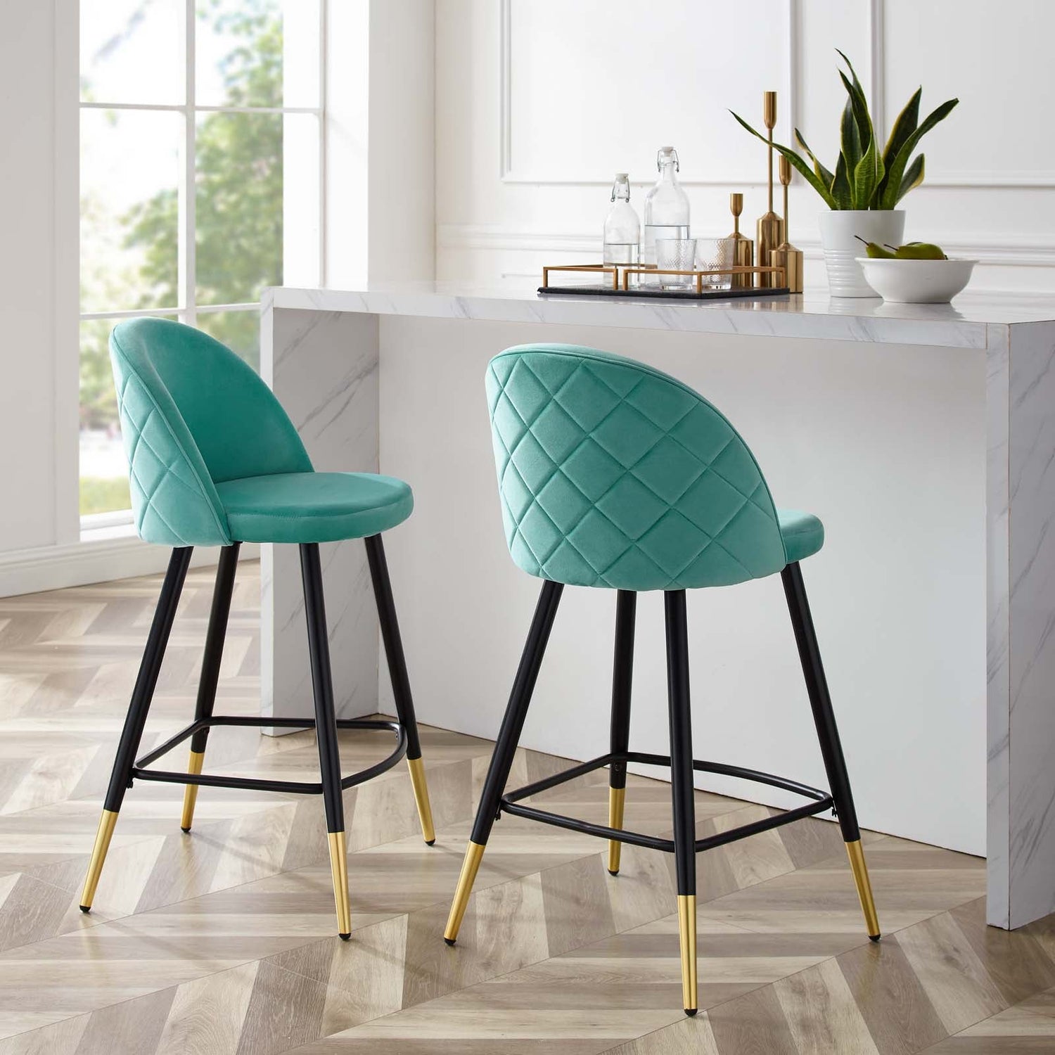 Cordial Performance Velvet Counter Stools - Set of 2 By HouseBean